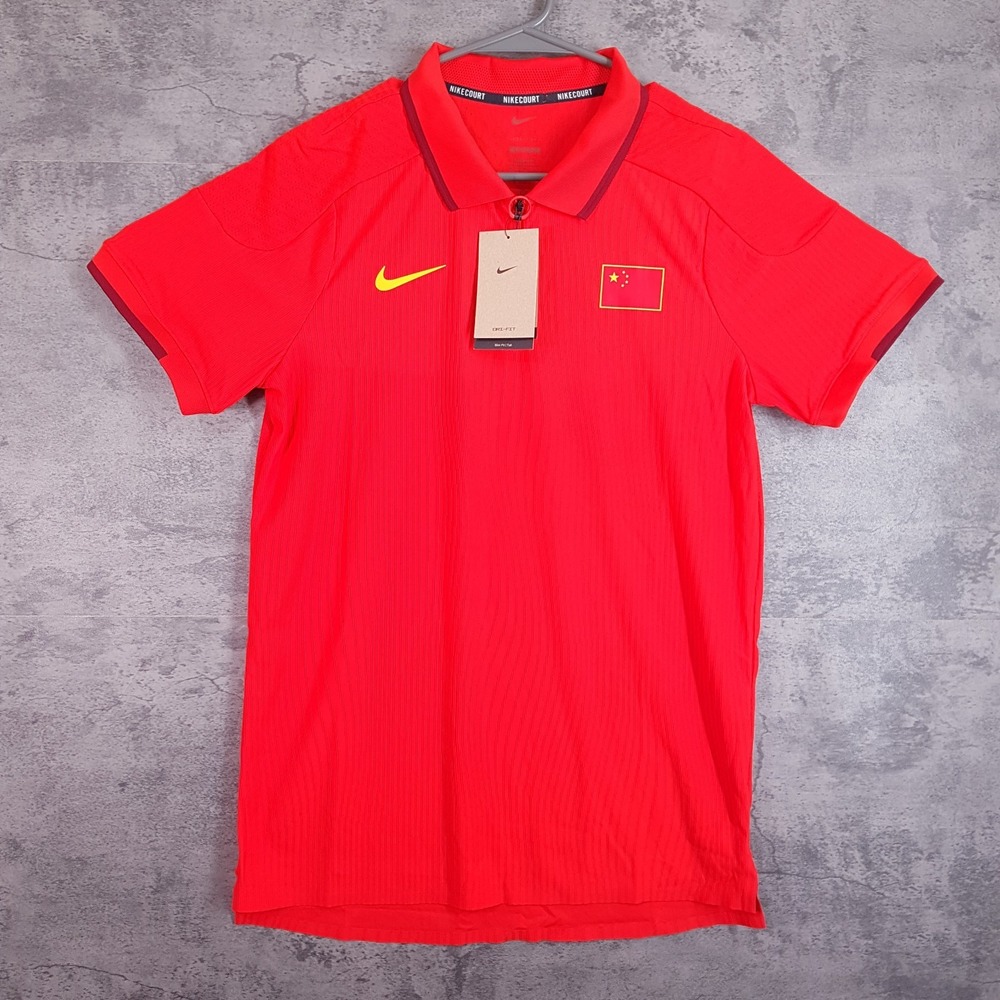 NIKE Court Dri-fit Team China Tennis Shirt Mens MEDIUM TALL Red FD8720-673